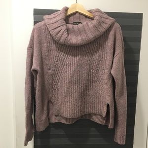 Express wool blend cowl neck cropped sweater